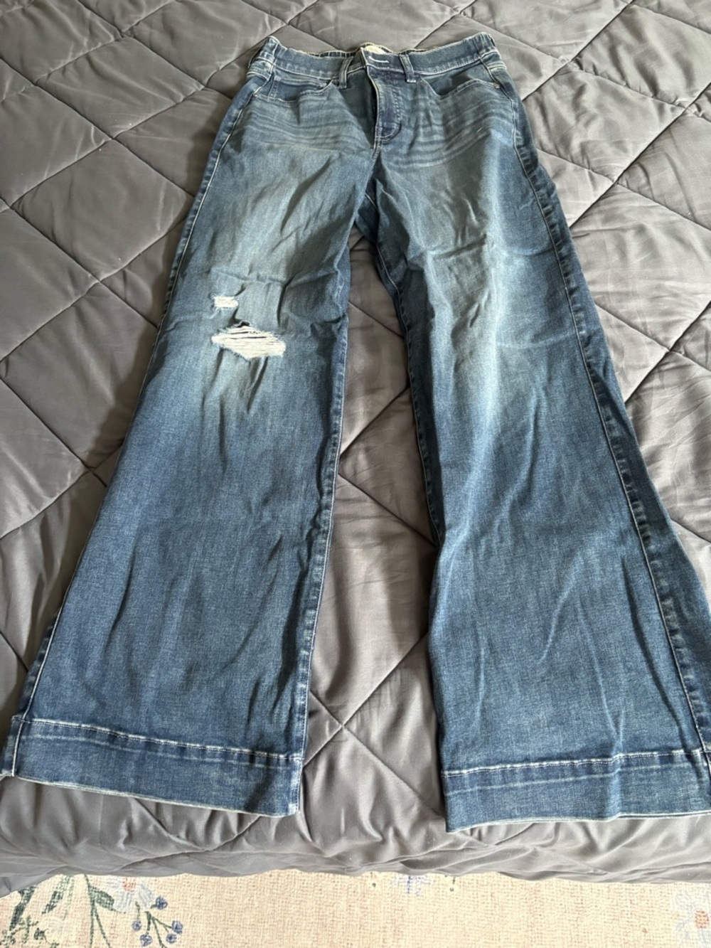 UpWest Distressed Wide-Leg Jeans in Denim Blue